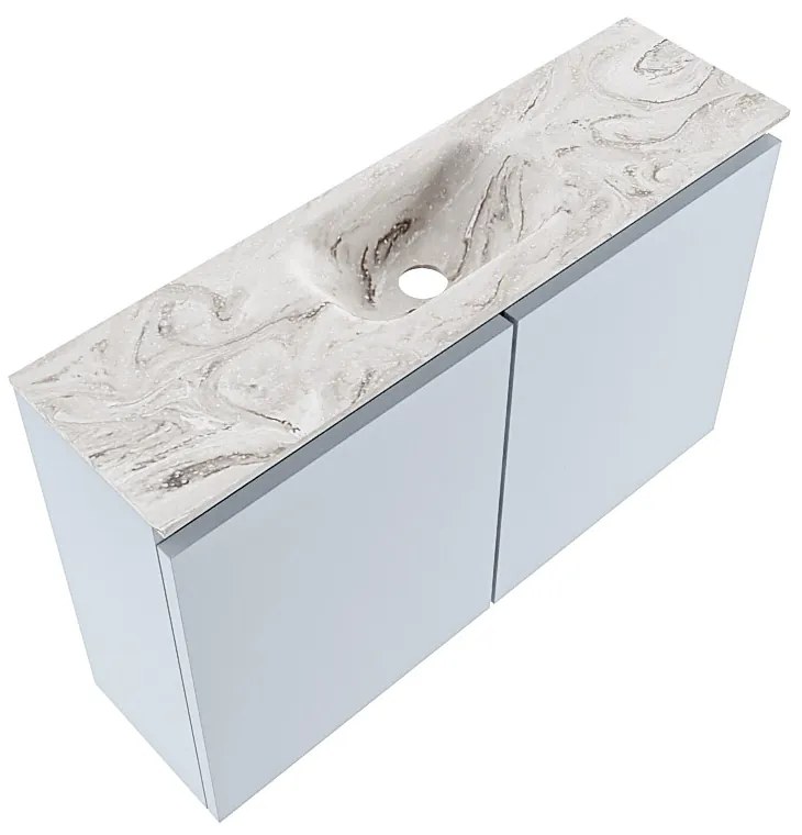 Mondiaz Ture DLux toiletmeubel 80cm clay met wastafel glace midden met kraangat