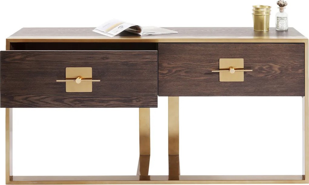 Houten Sidetable Met Messing - 148.6 X 45cm.