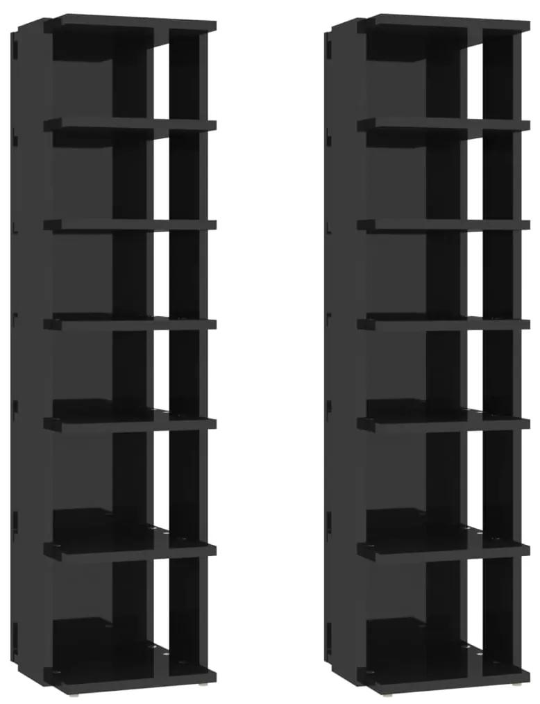 vidaXL Schoenenkasten 2 st 25x27x102 cm hoogglans zwart