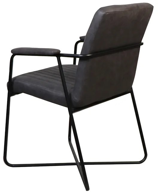 Eetkamerstoel - Henry - lederlook Soft antraciet