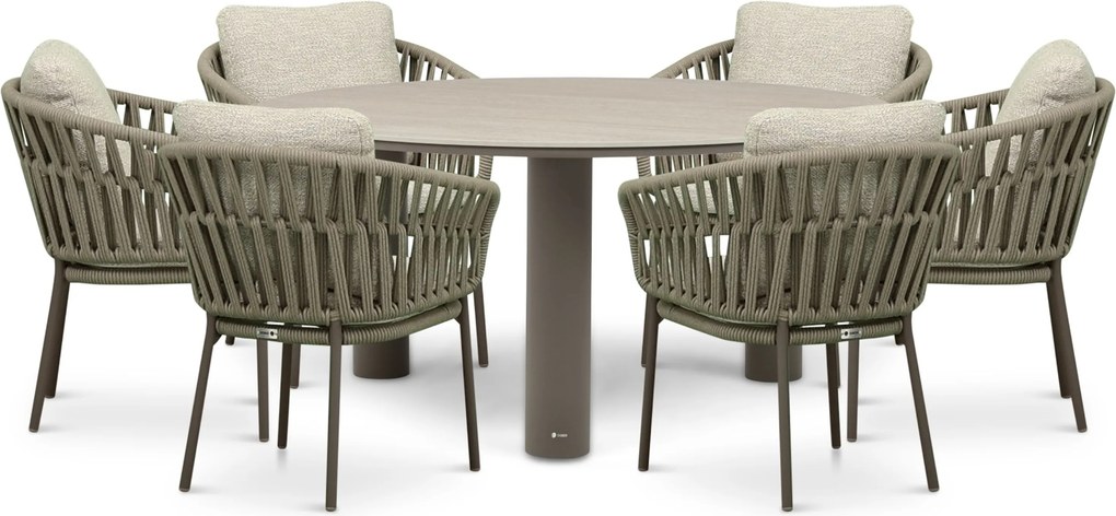 Tuinset Ronde Tuintafel 6 personen 158 cm Rope Zand/Beige Coco Viento/Trino