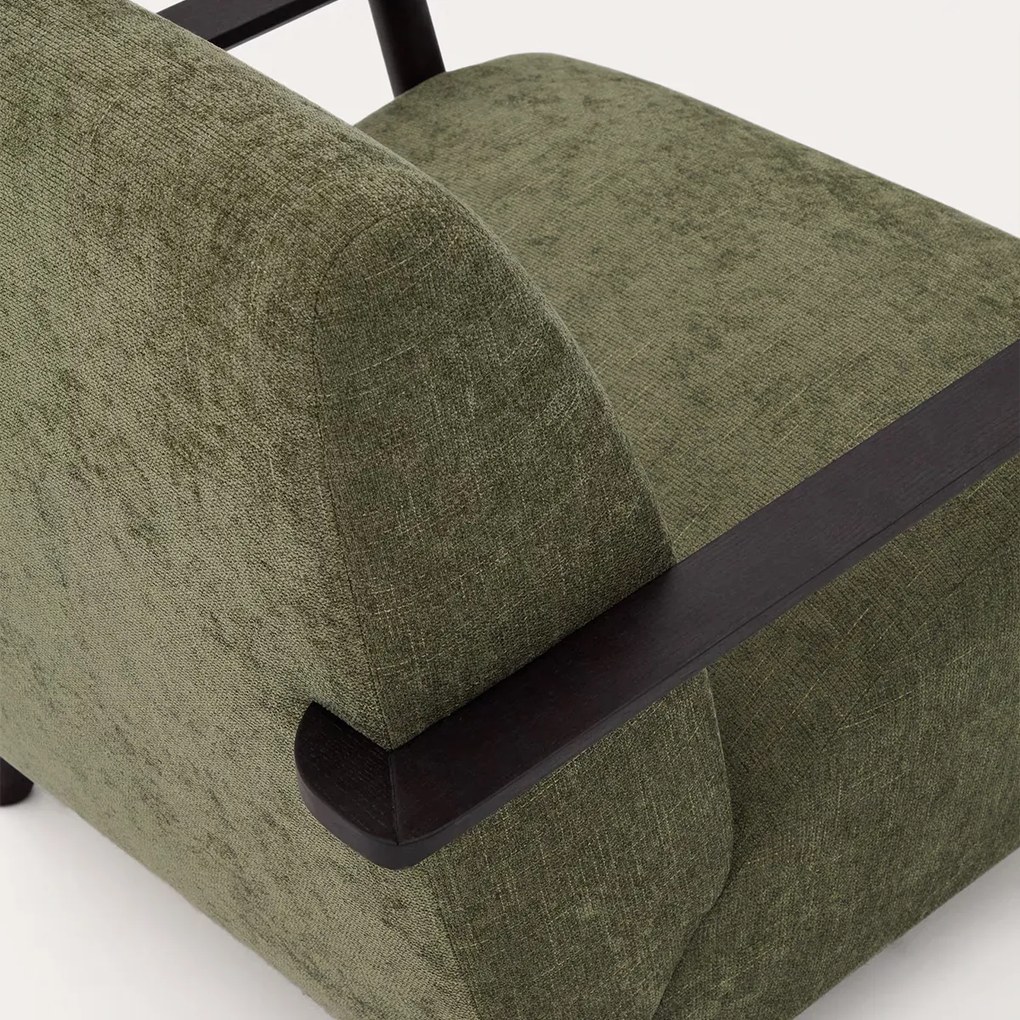 Kave Home Meghan Retro Fauteuil Groen En Wenge Hout