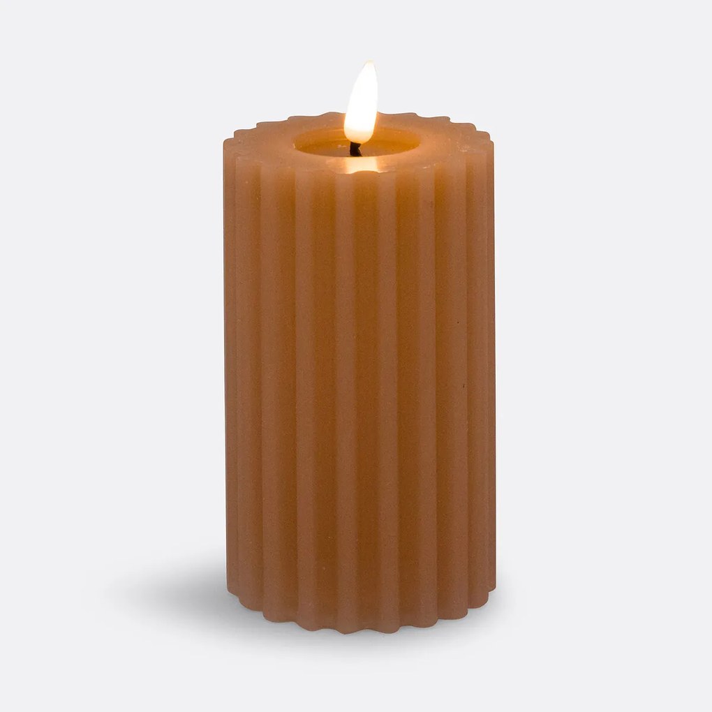 Gestreepte wax LED kaars H14,8 cm, Caspar