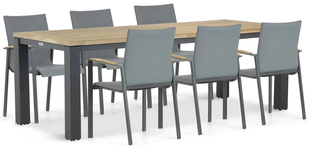 Tuinset 6 personen 230 cm Aluminium/textileen Grijs Lifestyle Garden Furniture Brandon/Veneto