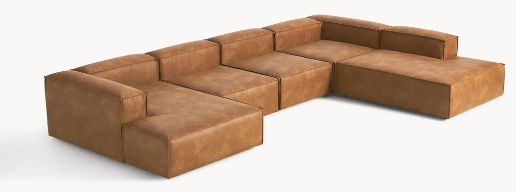 Modulaire U-bank Lennon van gerecycled leer