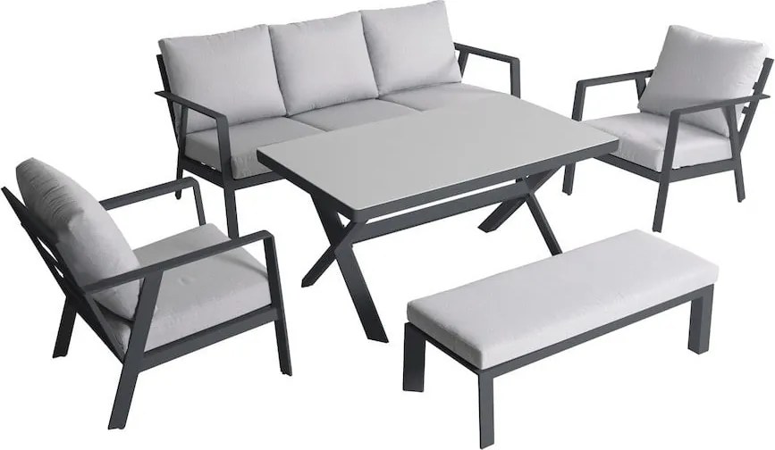 Showroommodel Jamaica stoel bank dining loungeset 5 delig aluminium antraciet