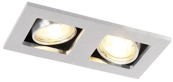 Set van 6 Inbouwspot aluminium rechthoekig 2-lichts - Qure GU10 Binnenverlichting Lamp