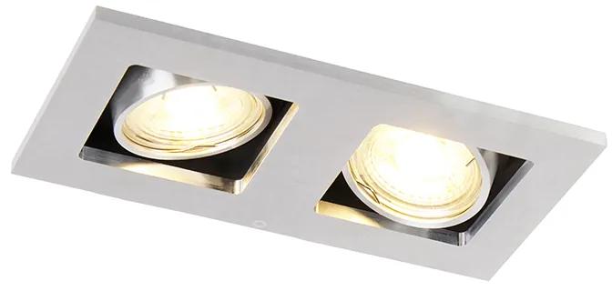Rechthoekige inbouwspot 2- lichts aluminium - Qure Modern GU10 Binnenverlichting Lamp