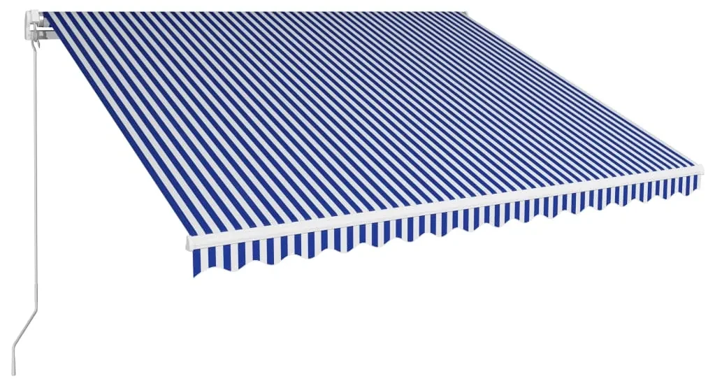 vidaXL Luifel handmatig uittrekbaar 450x300 cm blauw en wit