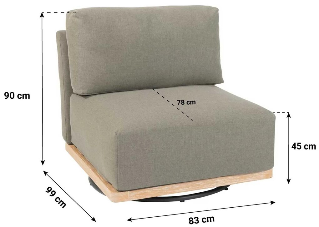 Tuinstoel Teak Naturel teak 4 Seasons Outdoor Yara  draaibaar