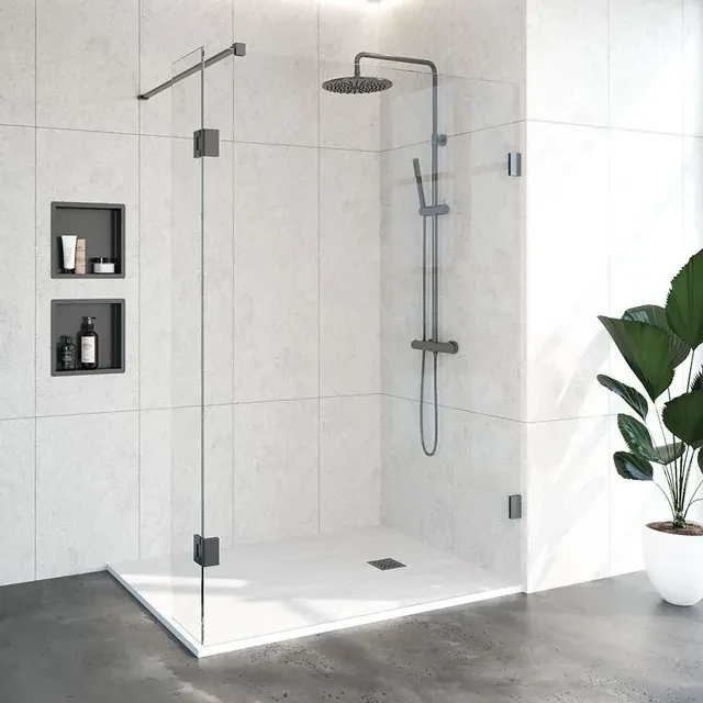 BRAUER Create Complete Profielloze Inloopdouche - 140x30cm - draaibaar - gunmetal geborsteld 4JC3-140/30M