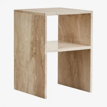 Vierkante Bijzettafel 35x35 Cm In Gabrielle Marmer Crème Beige Marmer - Sklum