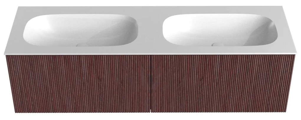 Mondiaz Kurve 150cm badmeubel ruby met 2 lades en wastafel big small dubbel zonder kraangat