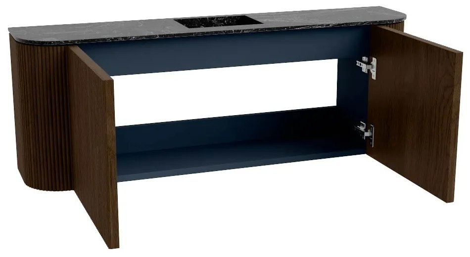 Mondiaz Joya DLux 115cm toiletmeubel ronding links/rechts walnut met wastafel faye midden zonder kraangat lava