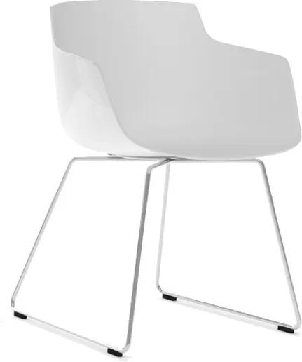 MDF Italia Flow Slim Armchair stoel wit met slede onderstel chroom