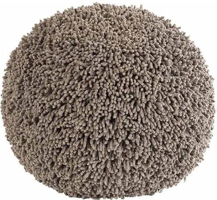Ziczac Ronde Poef - Tufted Shaggy Taupe