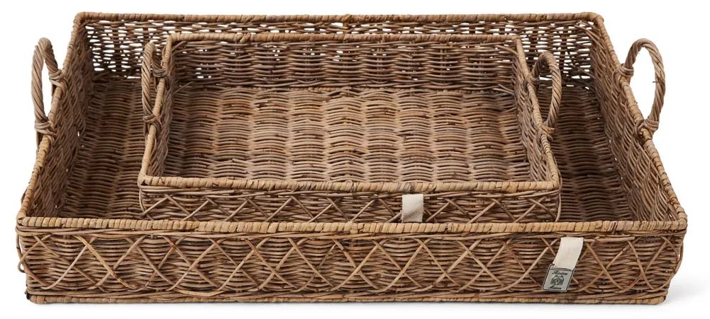 Rivièra Maison - Rustic Rattan Diamond Weave Serving Tray Set of 2 pieces - Kleur: naturel