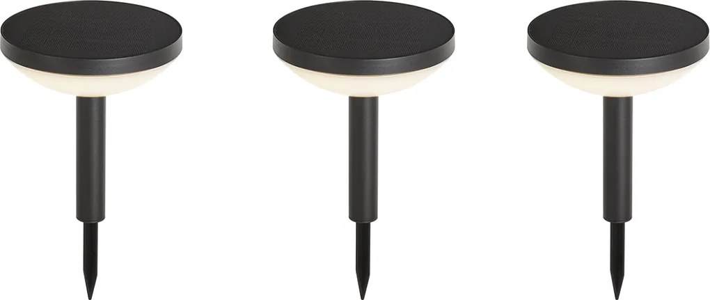 Set van 3 prikspots zwart incl. LED solar IP44 - Solar