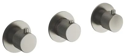 Hotbath Cobber X afbouwdeel voor douchethermostaat met 2 stopkranen horizontaal/verticaal geborsteld nikkel CX7067EXTGN
