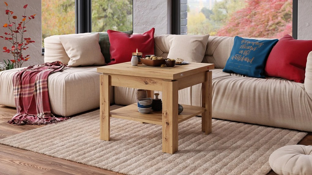 LEO Artisan Eiken - KOFFIETAFEL MET UITKLAPBAAR BLAD