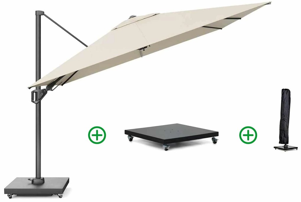 Platinum Challenger zweefparasol 3x3m T2 premium  (incl. voet en hoes) champagne