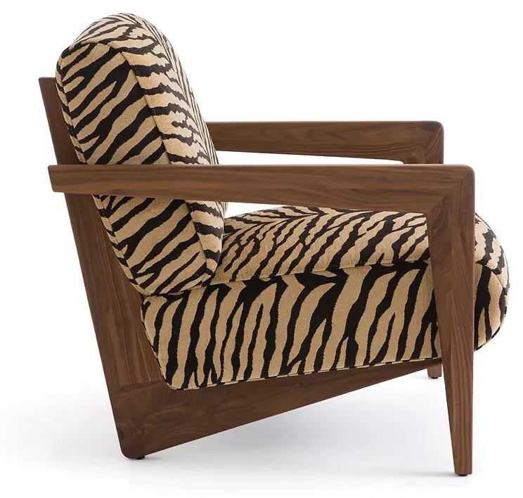 Fauteuil in massief notenhout met dierenprint, Izag