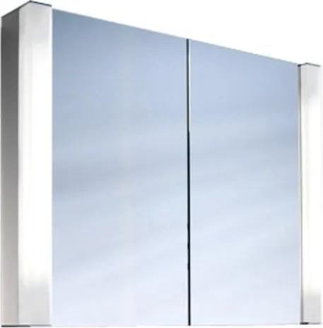 Schneider PepLine spiegelkast met TL met 2 deuren 80x64x13.5cm aluminium 153.080