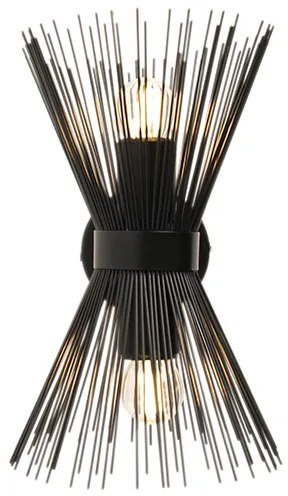 Art Deco wandlamp zwart 2-lichts - Broom