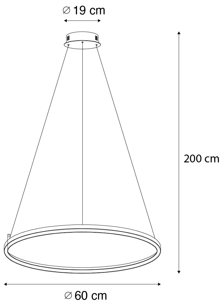 Hanglamp zwart 60 cm incl. LED 3-staps dimbaar - Girello Design rond Binnenverlichting Lamp