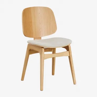 Canada Houten Eetkamerstoel Natuurlijk Hout & Stof Beige - Sklum
