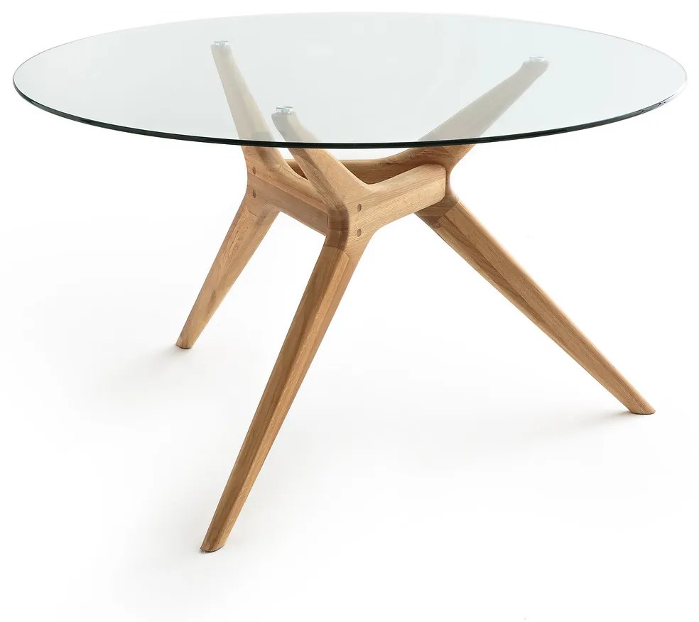 Ronde tafel in glas/eik, Maricielo