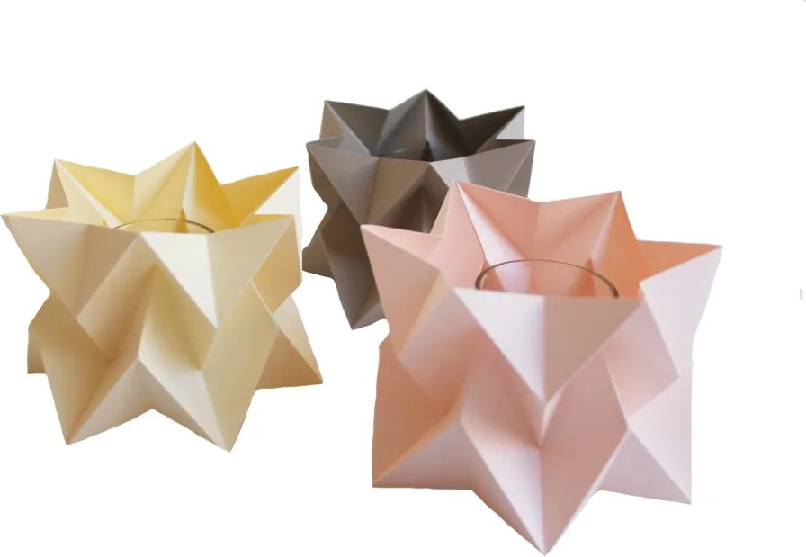 Orikomi Orikomi Tealights Theelichtjes | Set van 3 | Pastel- Kaarshouder - Origami - Papier - Vrolijk - Pastel - Kleurrijk - Set van 3