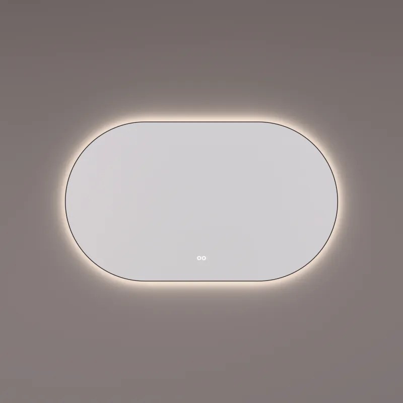Hipp Design 13700 ovale spiegel mat zwart 160x70cm met LED en spiegelverwarming