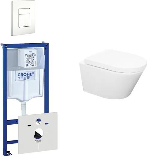 Wiesbaden Vesta Rimfree toiletset bestaande uit inbouwreservoir, toiletpot met softclose toiletzitting en bedieningsplaat wit 0729205/SW65812/0720003