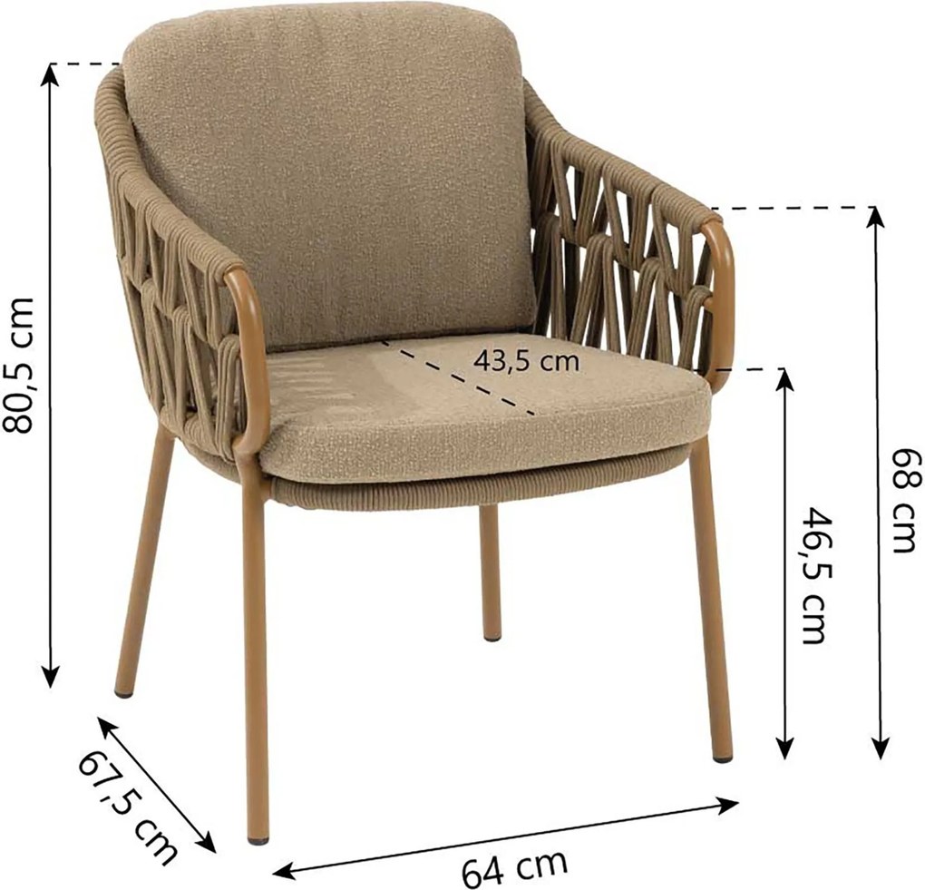 Tuinset 6 personen  Rope Taupe 4 Seasons Outdoor Biarritz/Colorado