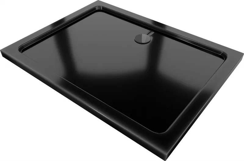 Mexen Flat rechthoekige douchebak slim 100 x 80 cm, zwart, zwarte sifon - 40708010B