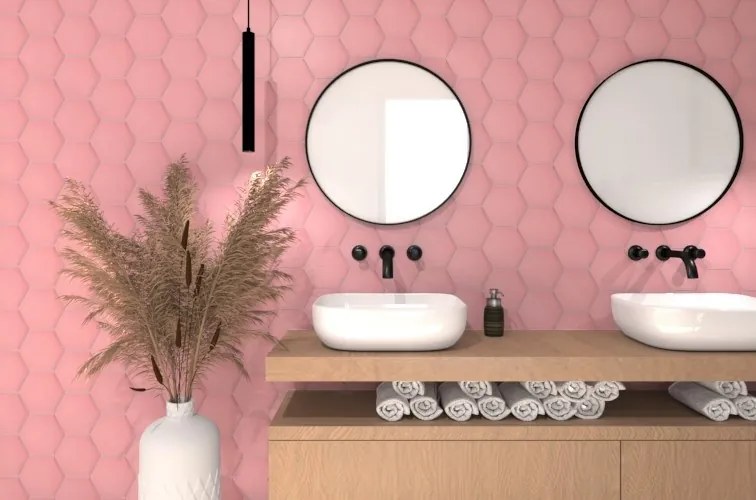 Navale Kolore wandtegel hexagon 15x17cm roze