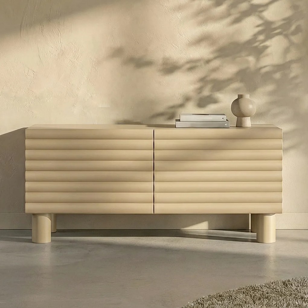 Mat Tv-meubel Met Strepen Zand 120 Cm - 120x40x55cm.