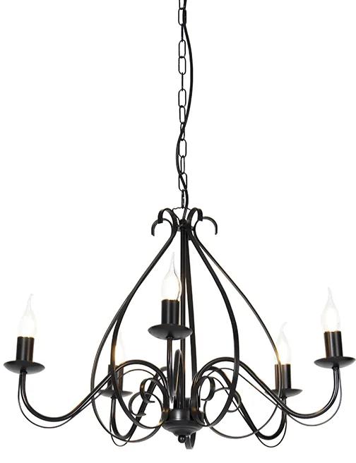 Klassieke kroonluchter zwart 5-lichts - Giuseppe Klassiek / Antiek E14 rond Binnenverlichting Lamp