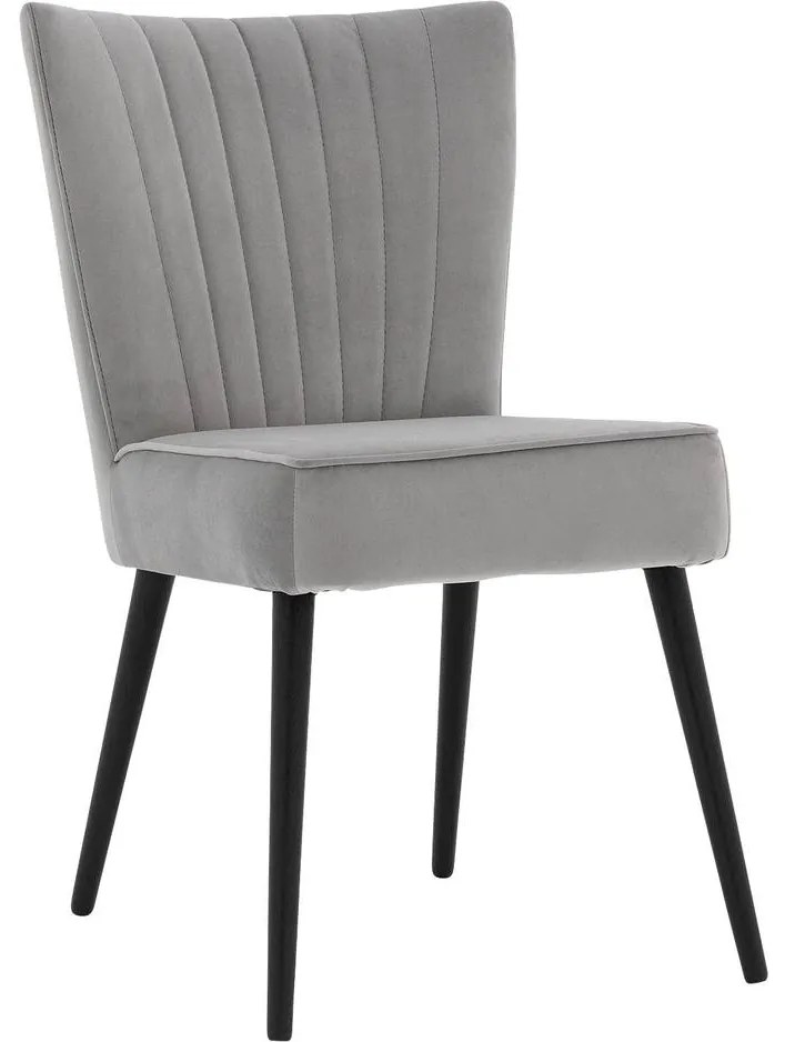 Goossens Eetkamerstoel Rob grijs velvet stof leuning, urban industrieel