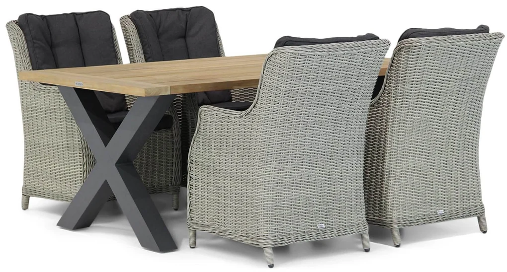 Tuinset 4 personen 180 cm Wicker Grijs Garden Collections Buckingham/Cardiff