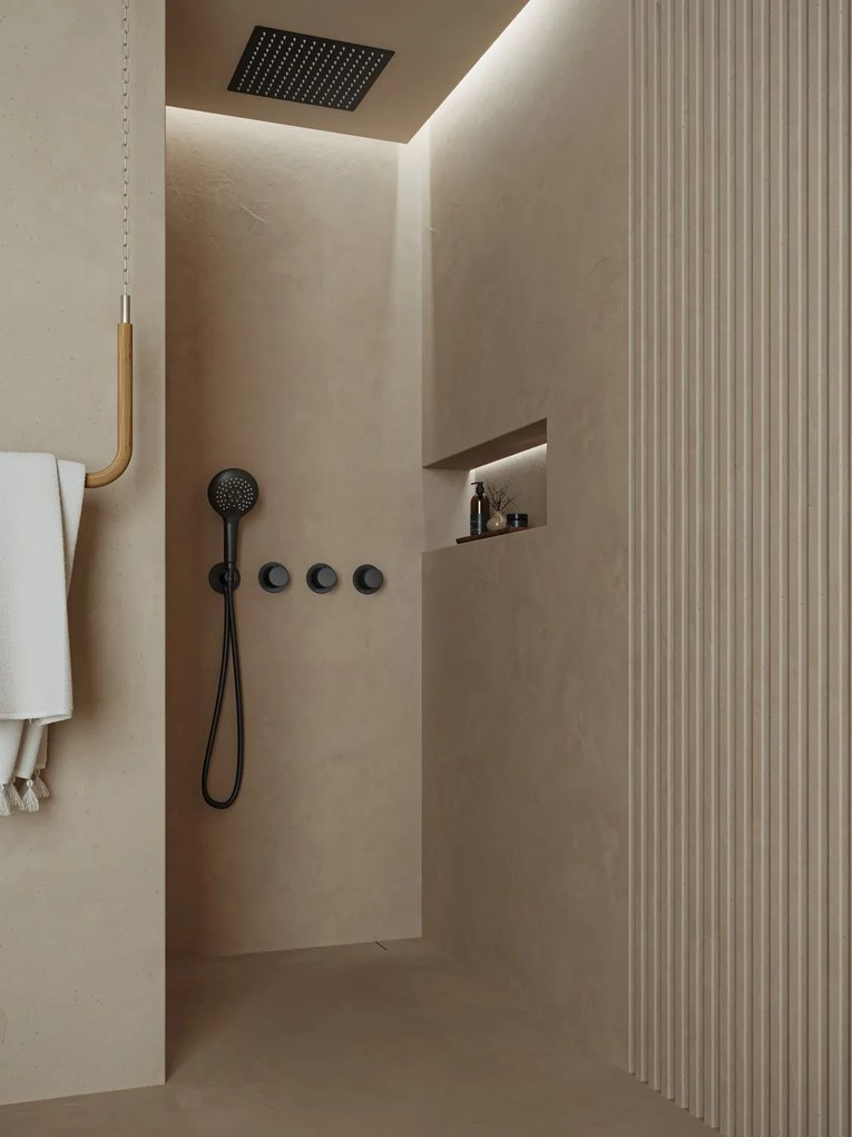 Saniclear Plus inbouw regendouche met inbouw douchekop 30x30cm en 2 standen handdouche zwart mat