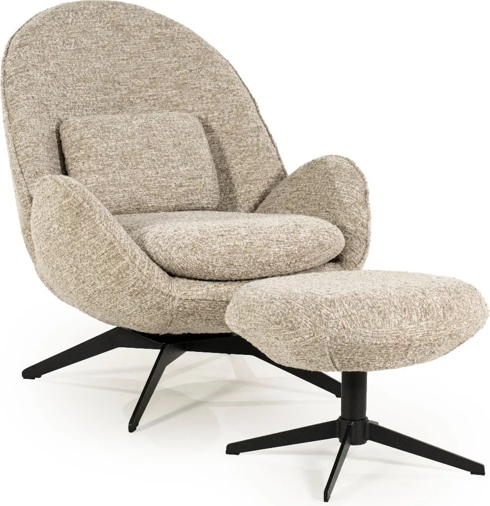 Draaibare Fauteuil Met Voetenbank Taupe