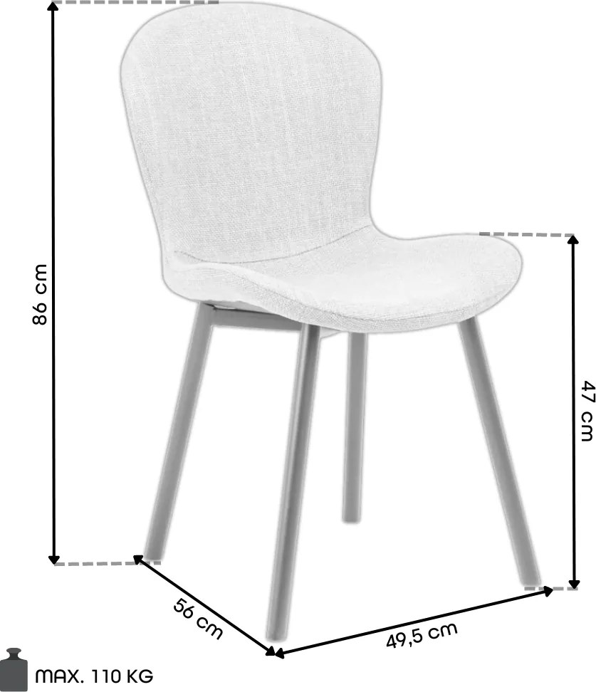 FIORA Beige (stof Apia 453)/zwart frame - MODERNE GESTOFFEERDE STOEL VOOR WOONKAMER/EETKAMER LOFT