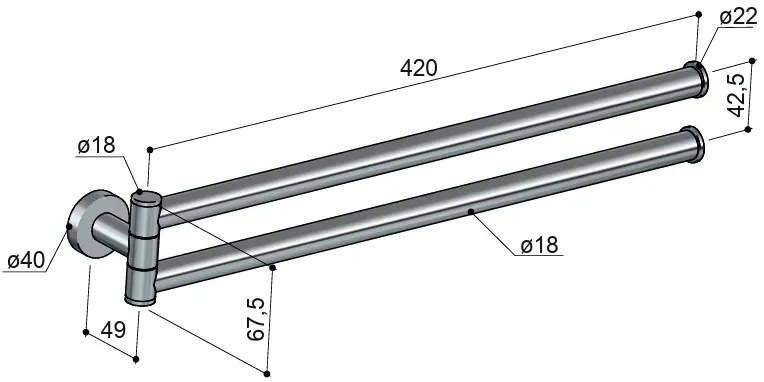 Hotbath &More handdoekhouder draaibaar geborsteld gunmetal PVD