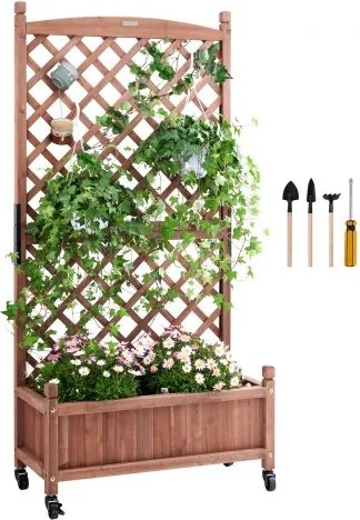 VEVOR Plantenbak met trellis 75 x 33 x 156 cm Bloembak met trellis Verhoogd bed Sparrenbed Draagvermogen van 50 kg van het enkelvoudige frame Tuinbed Bloembed voor binnenplaatsdecoratie Balkongroen