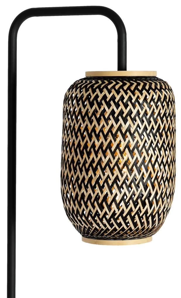 Oosterse vloerlamp bamboe met zwart - YvonneOosters E27 Binnenverlichting Lamp