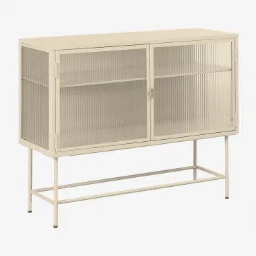 Paoline Dressoir Van Staal En Glas Beige – Crème - Sklum