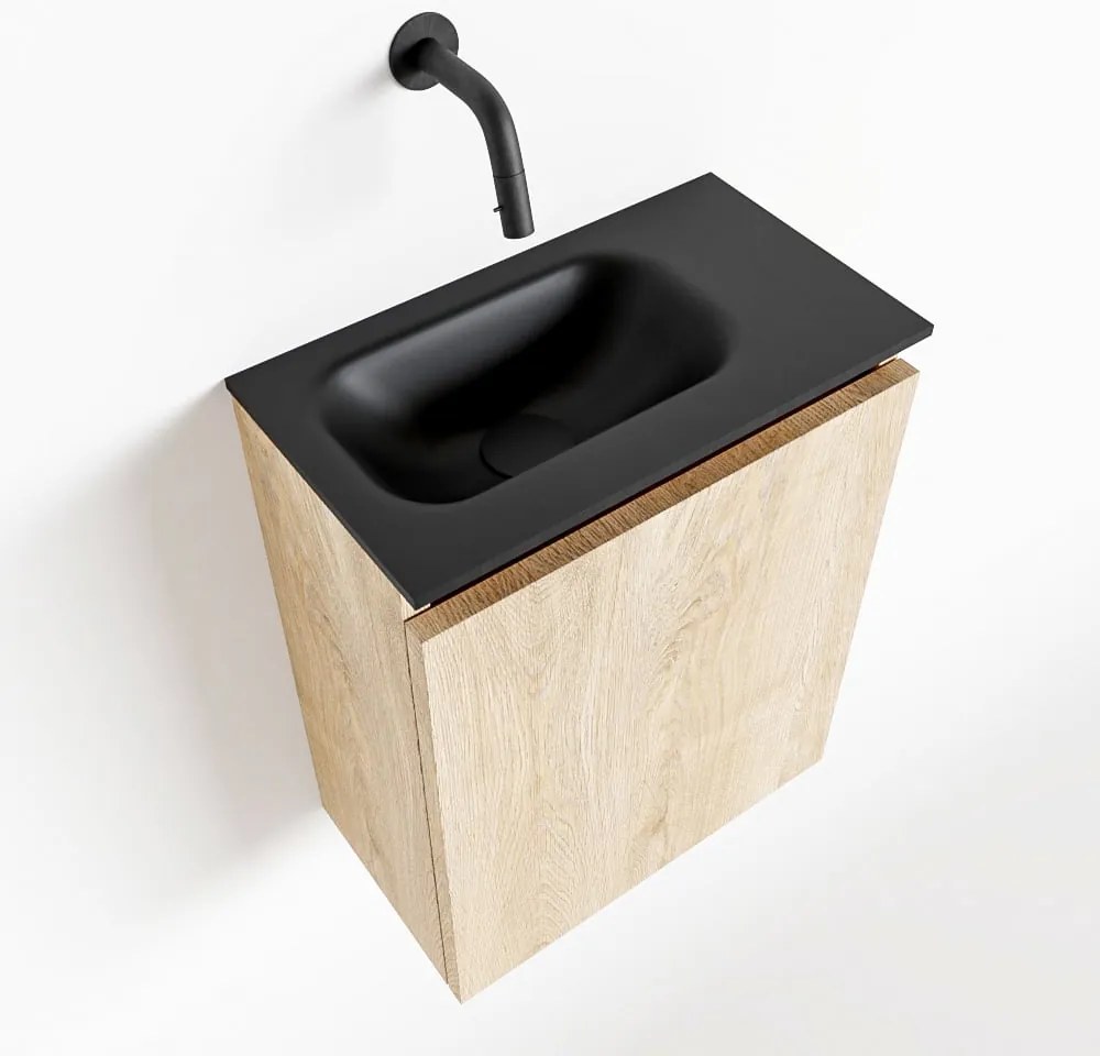 Mondiaz Ture 40cm toiletmeubel washed oak met wastafel urban links geen kraangat