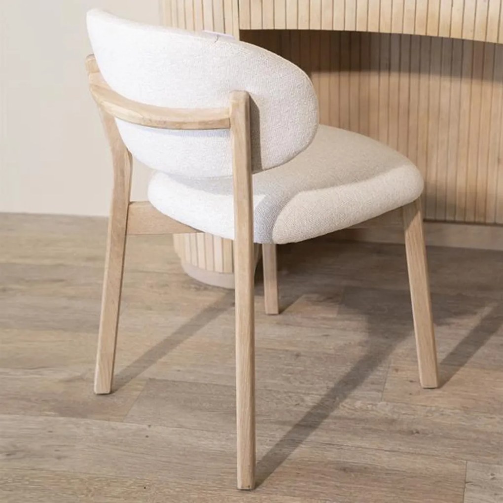 Luxe Eetkamerstoel Eiken Beige En Stof